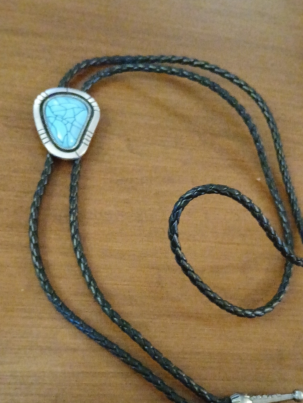 Turquoise Teardrop Bolo Tie Necklace - Blue Fashion